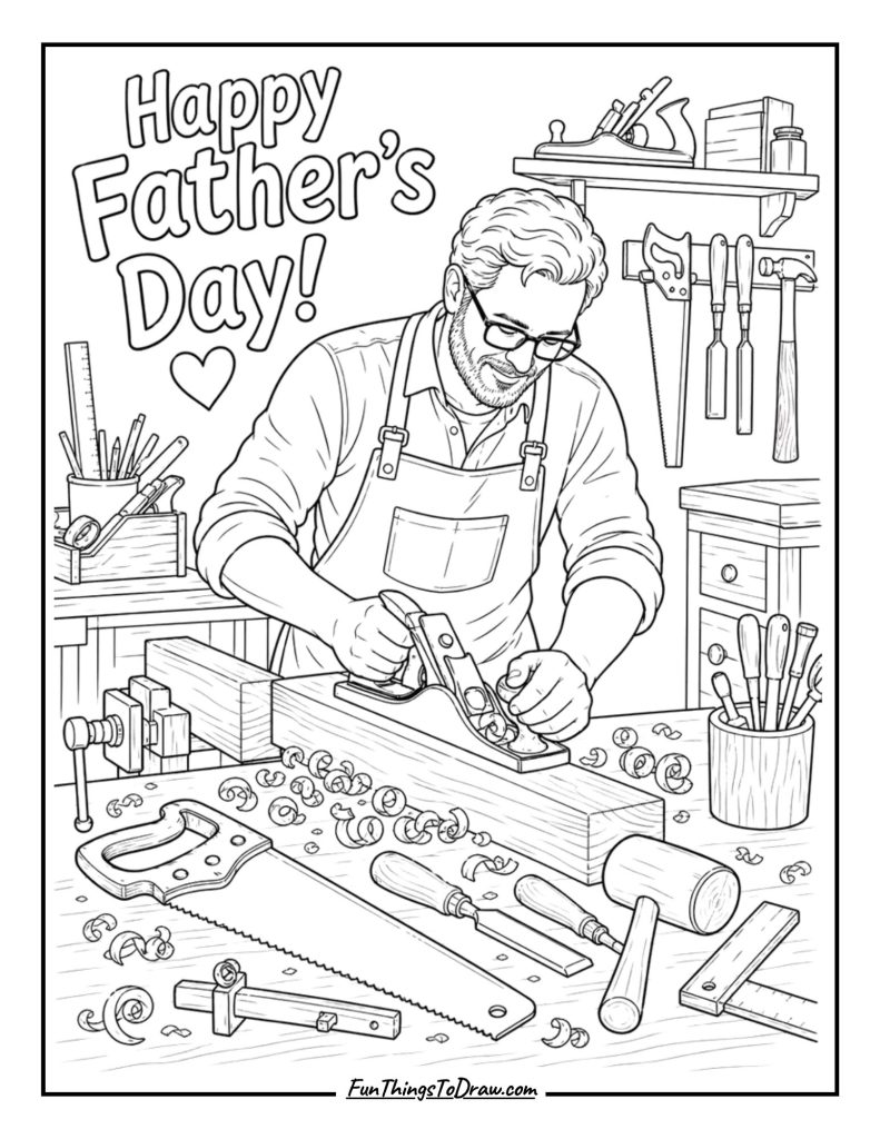 Dad's Workshop coloring idea