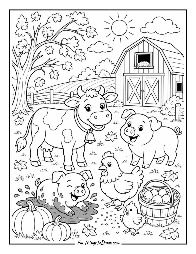 Farm Animal Friends coloring page