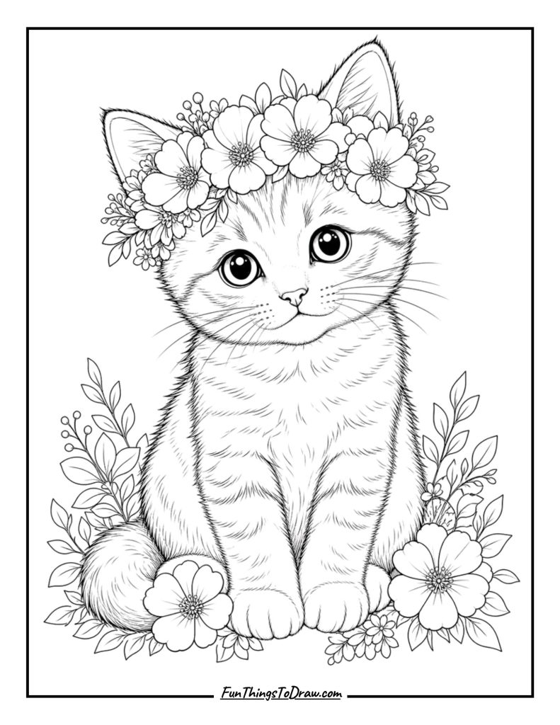 Kitten with a Flower Crown