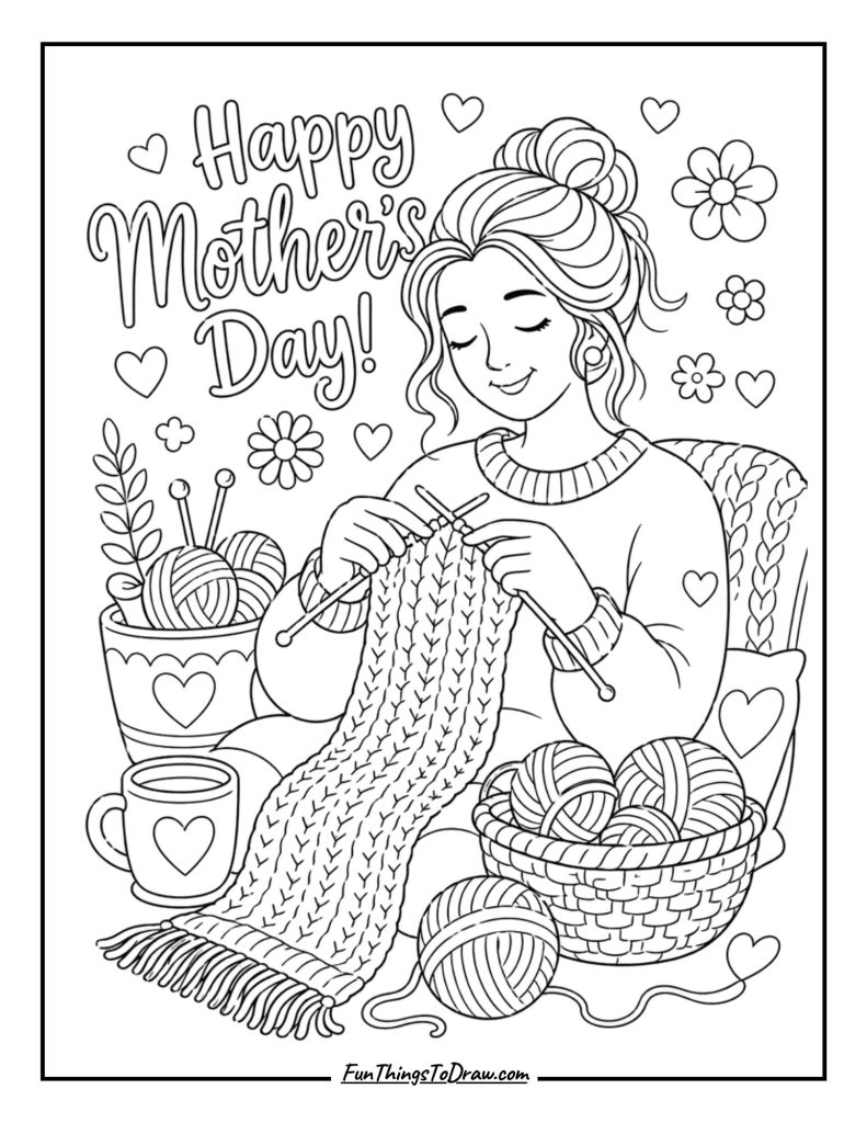 Mom’s Cozy Knit coloring sheet
