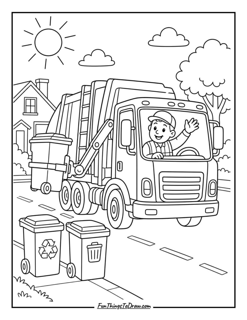 Classic Green Garbage Truck