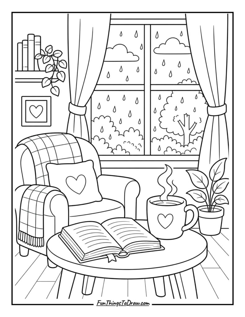 Cozy Window View coloring page