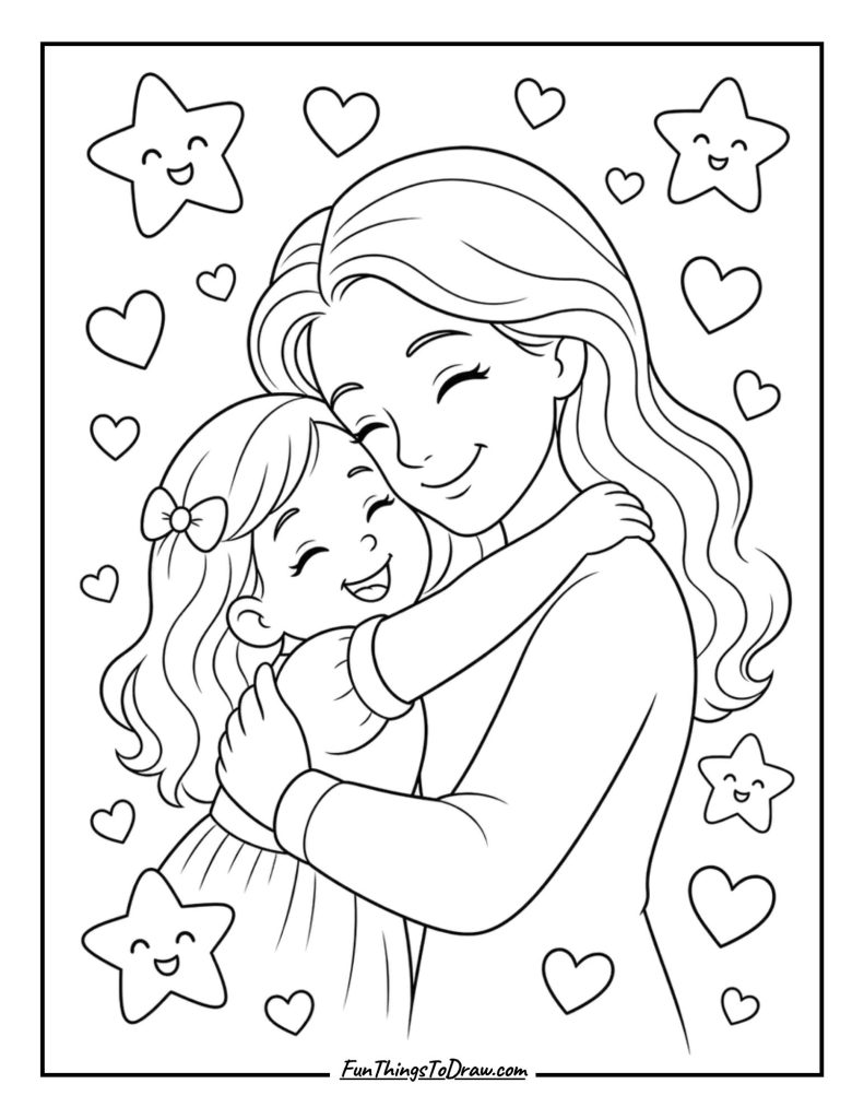 Heartfelt Hug coloring page