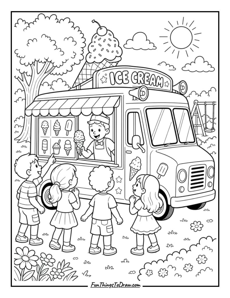 June coloring pages | Ice Cream Truck Fun