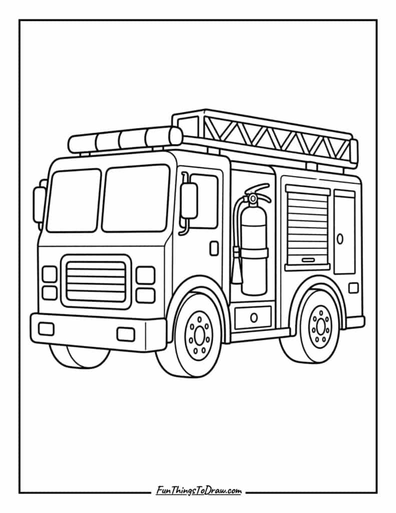 Fire Truck with a Fire Extinguisher