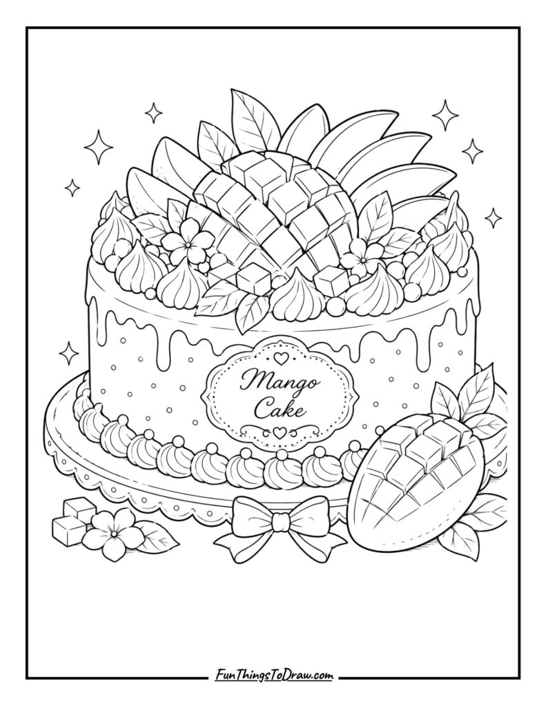 Mango Cake Coloring Page