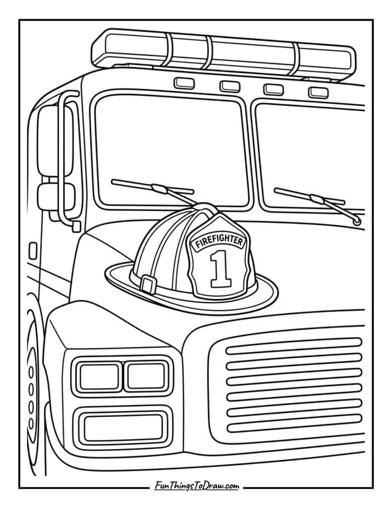 Fire Truck with a Helmet