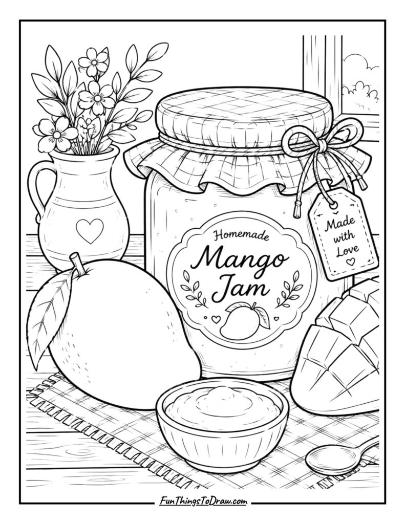 Mango jam coloring page