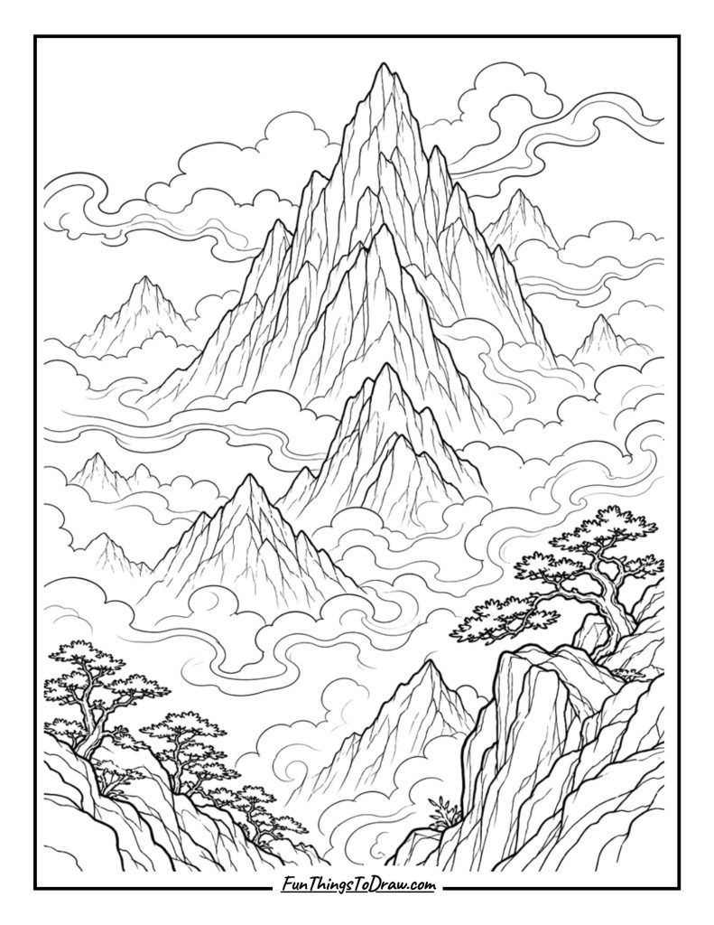 mountain coloring page
