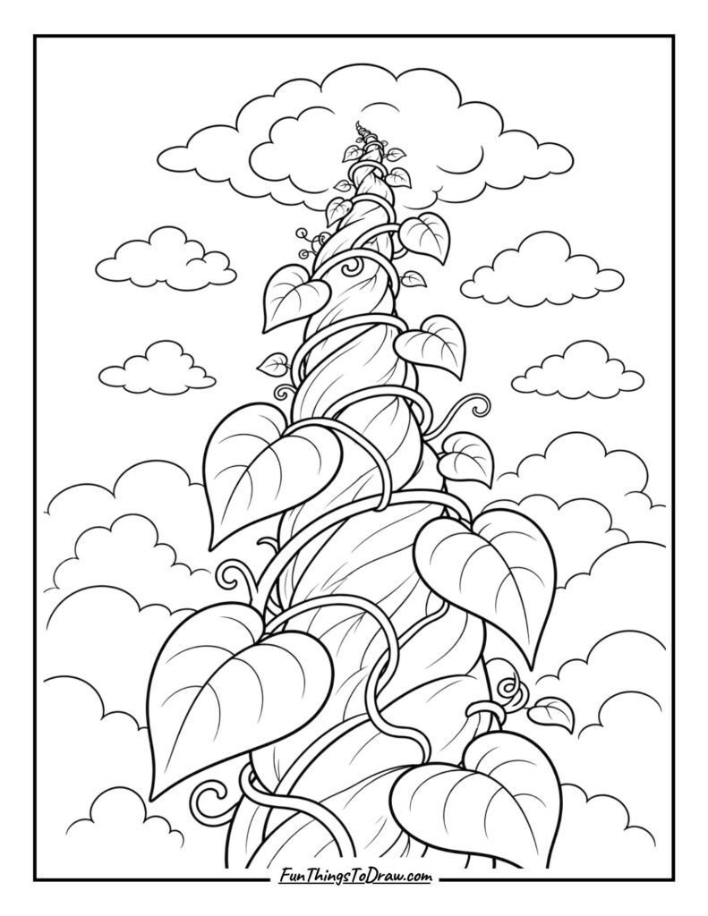 A towering beanstalk coloring page