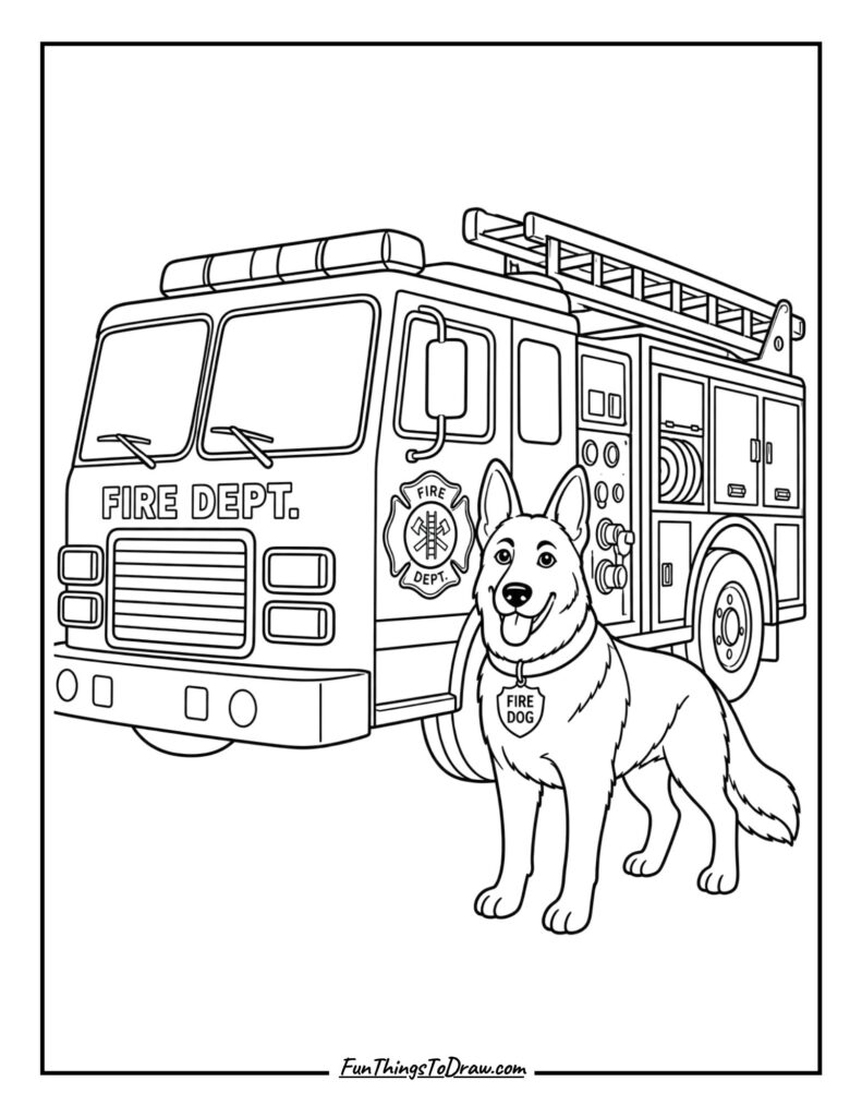 Fire Truck with a Fire Station Dog