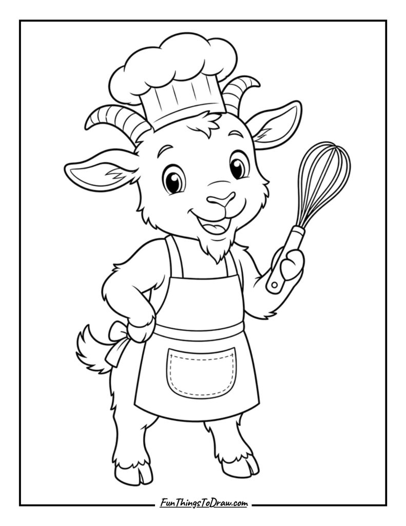 Goat Chef Coloring Page