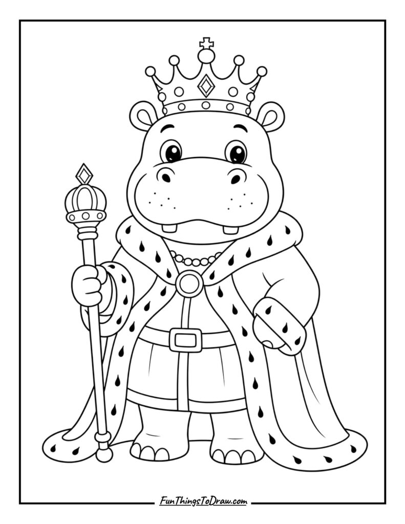 Hippo coloring page for kids