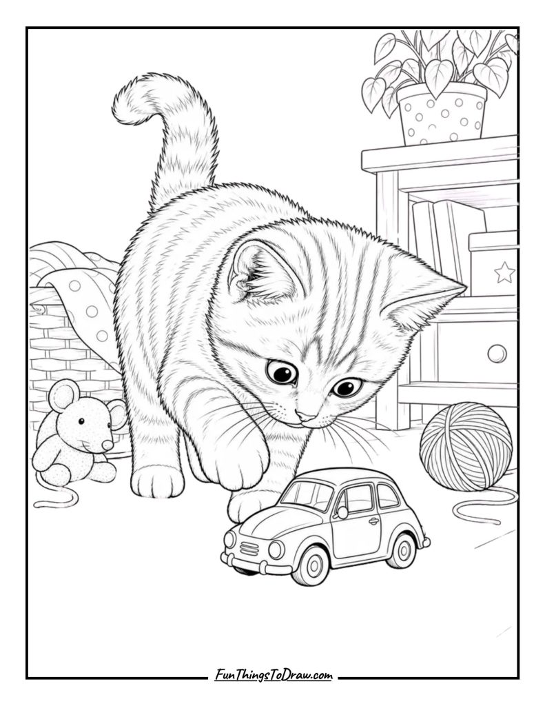 Kitten with a Toy Car