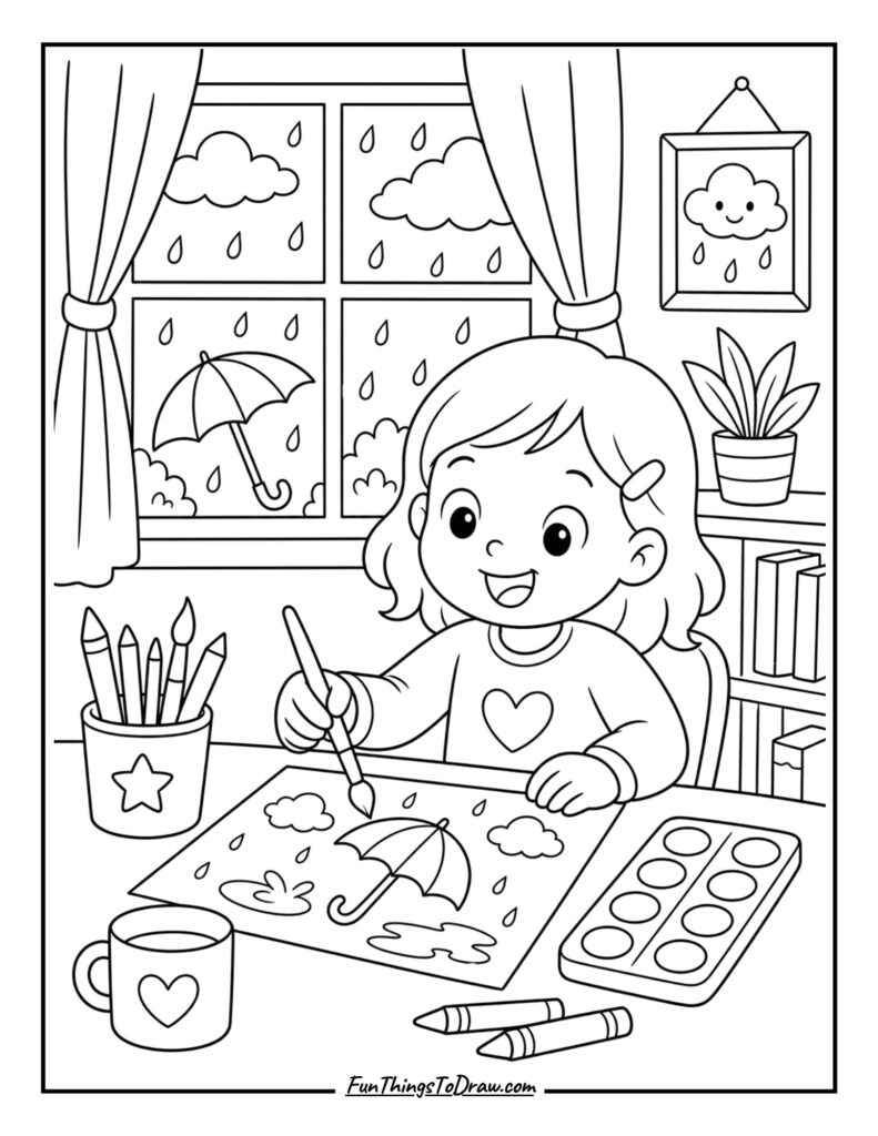 Rainy Day Art Project coloring page