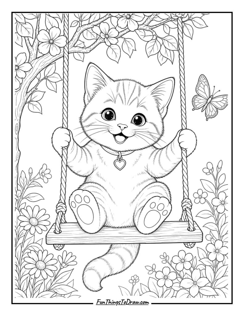 Kitten on a Swing