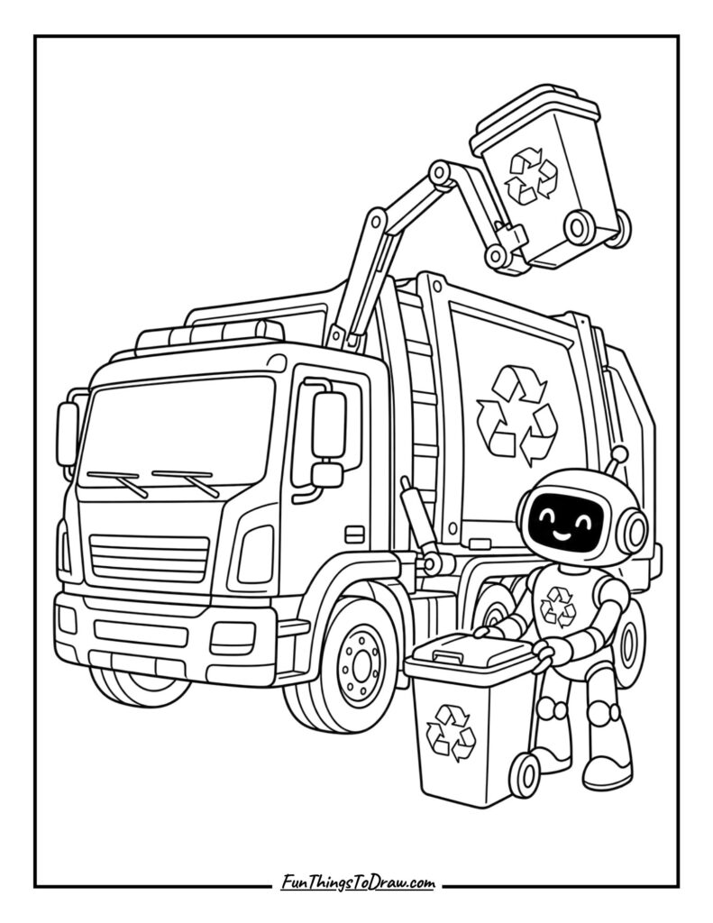 Garbage Truck with a Robot Assistant