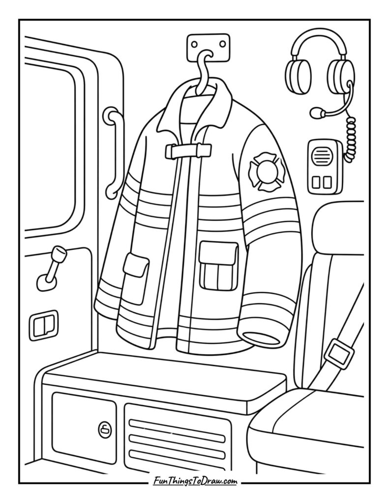 Fire Truck with a Firefighter's Jacket
