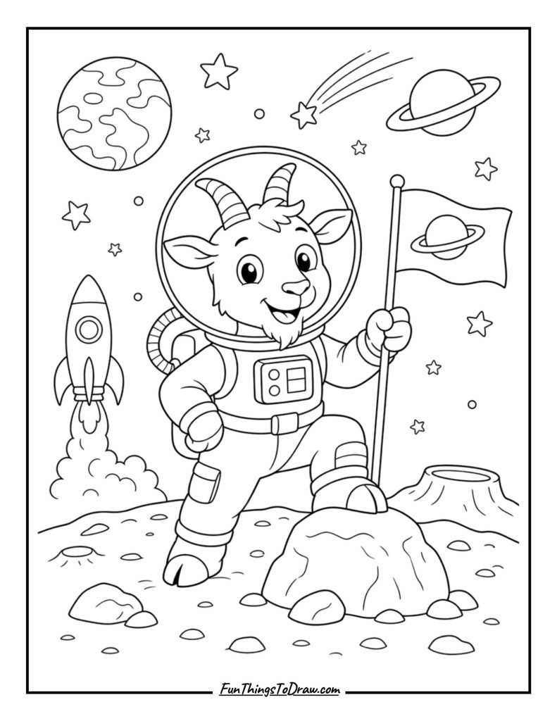 Goat in space suit