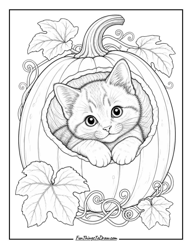 Kitten in a Pumpkin