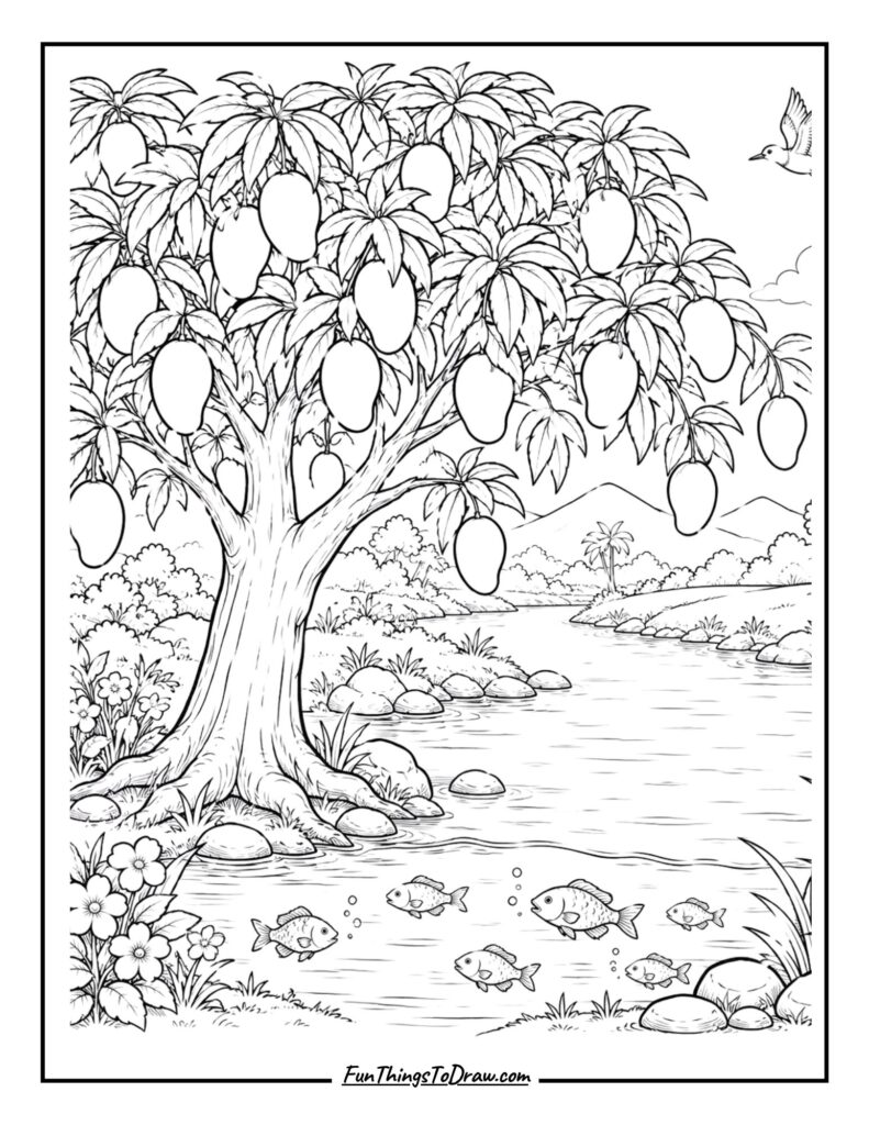 Mango tree near river