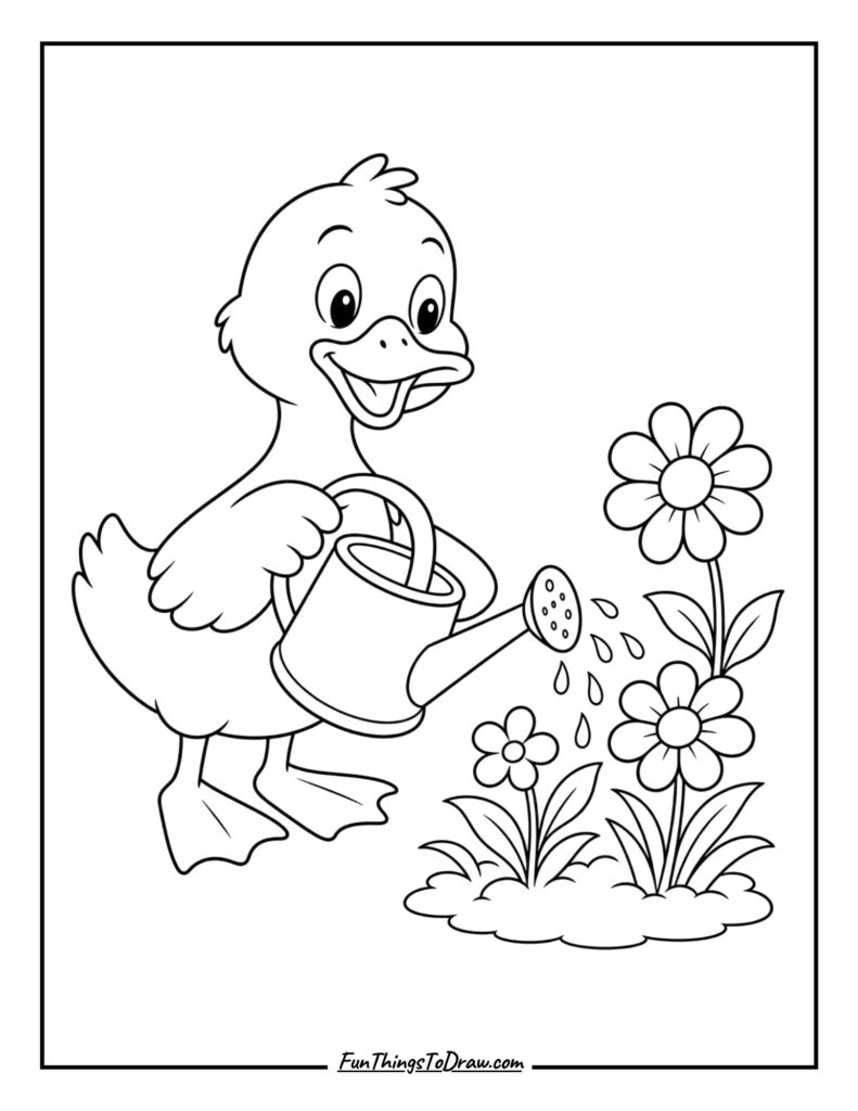 Duck with a Watering Can
