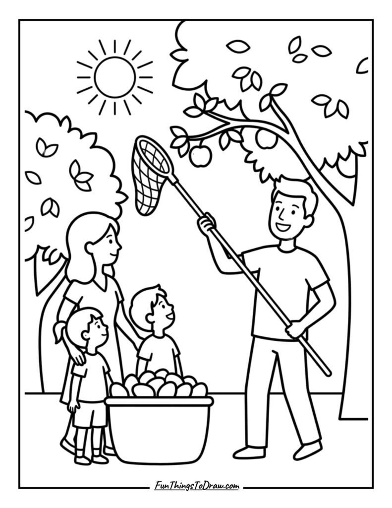 Family picking mango
