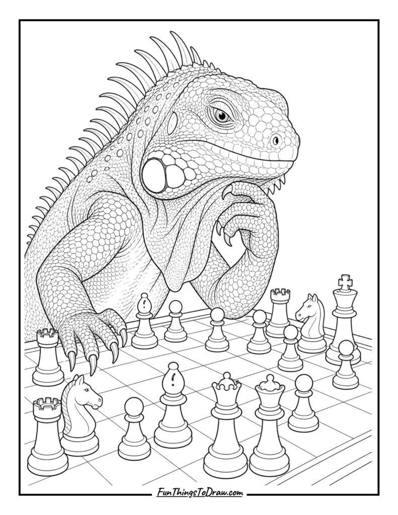Iguana Playing Chess