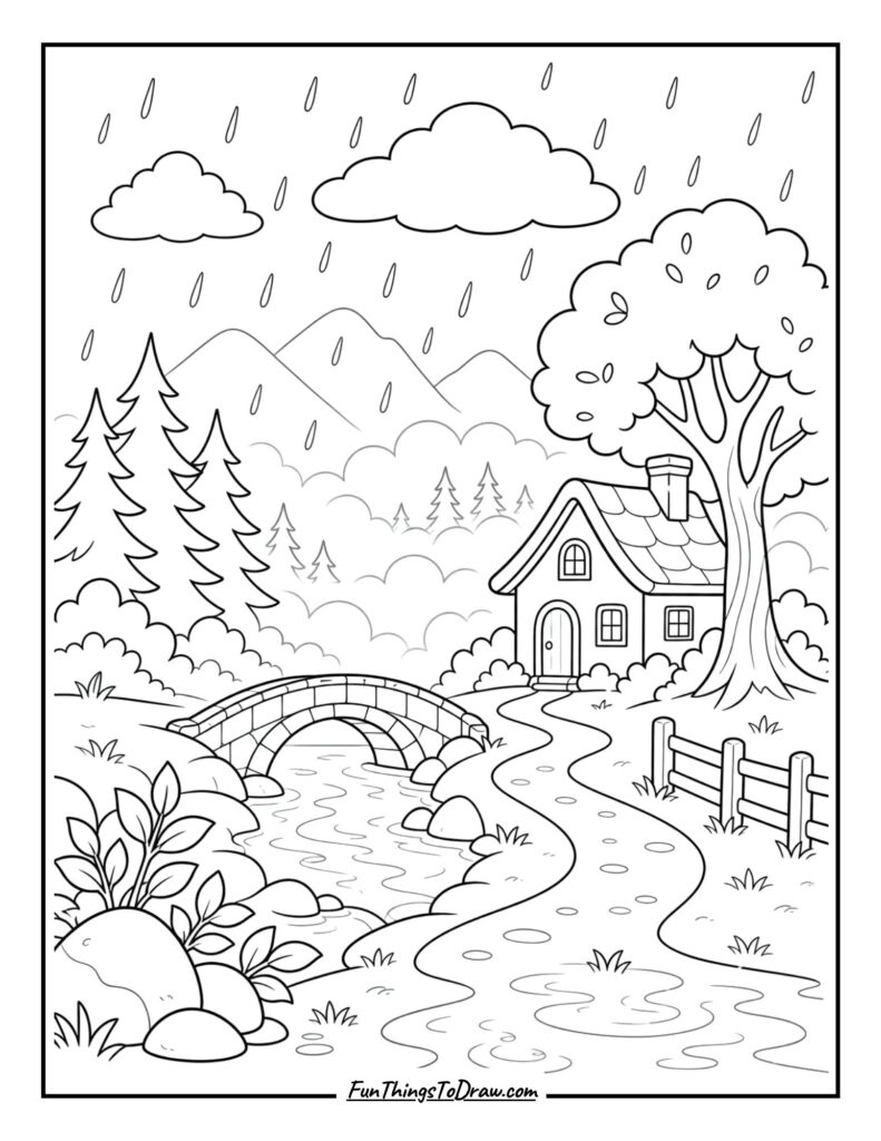 Mysterious Foggy Rain coloring pages