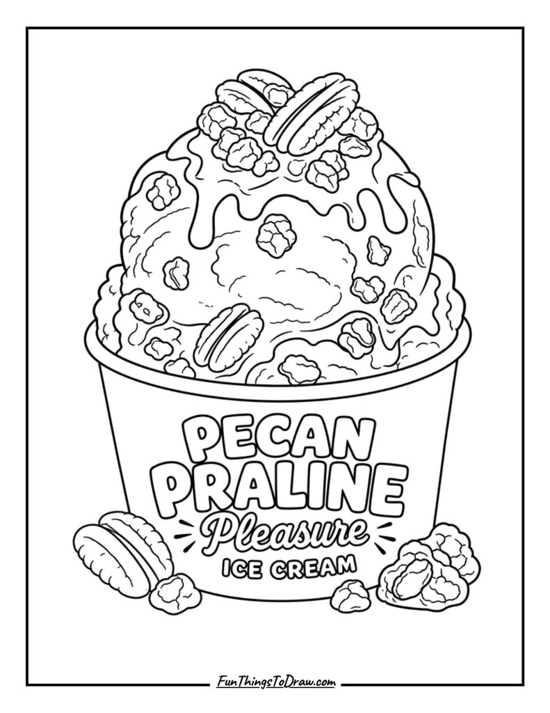 Pecan Praline Pleasure ice cream coloring page
