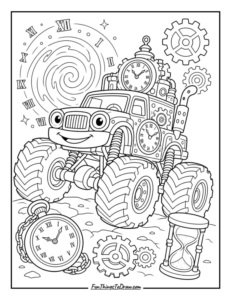 Time Traveler truck coloring page