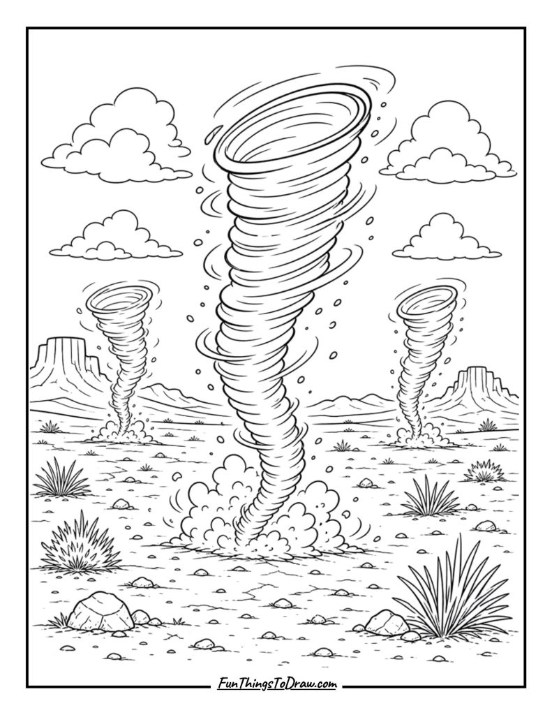 swirling columns of dust