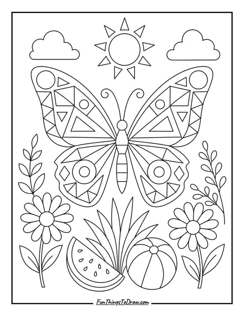 Butterfly with Geometric Shapes
