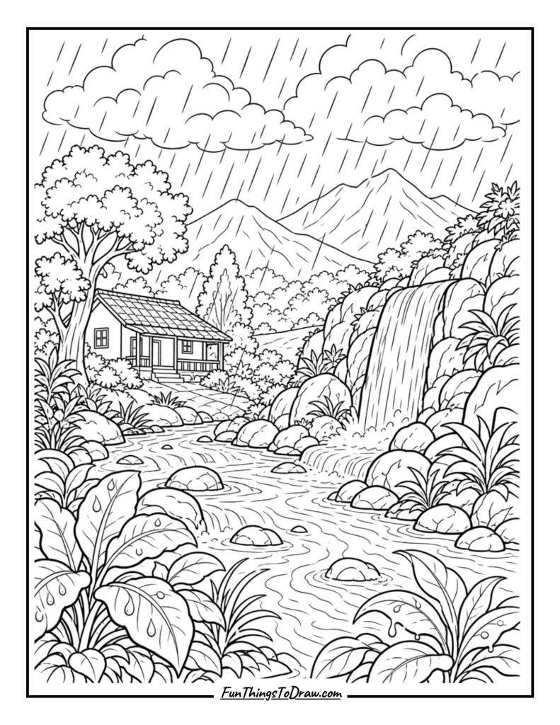 rainfall coloring page