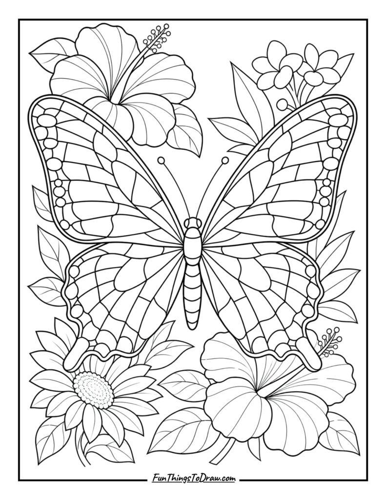 Butterfly with Stained Glass Wings coloring page