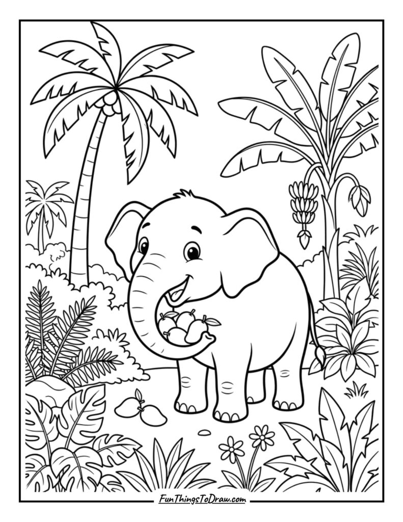Elephant Eating Mangoes