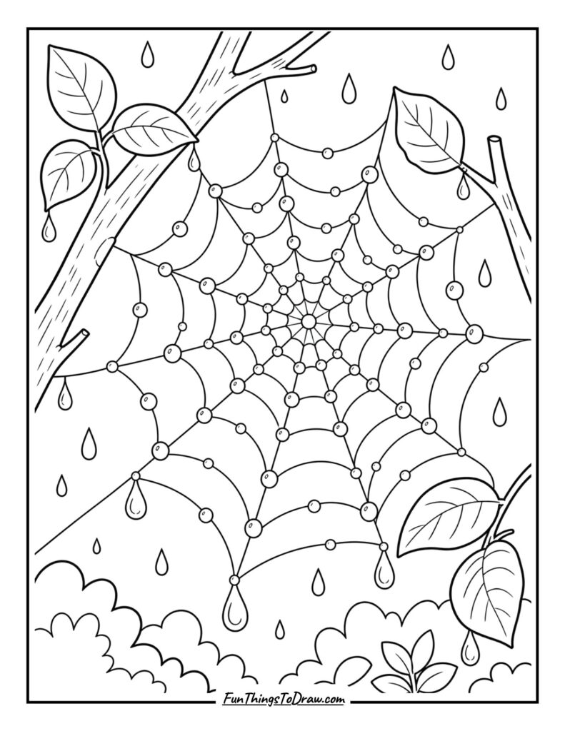 Spiderweb with Raindrops
