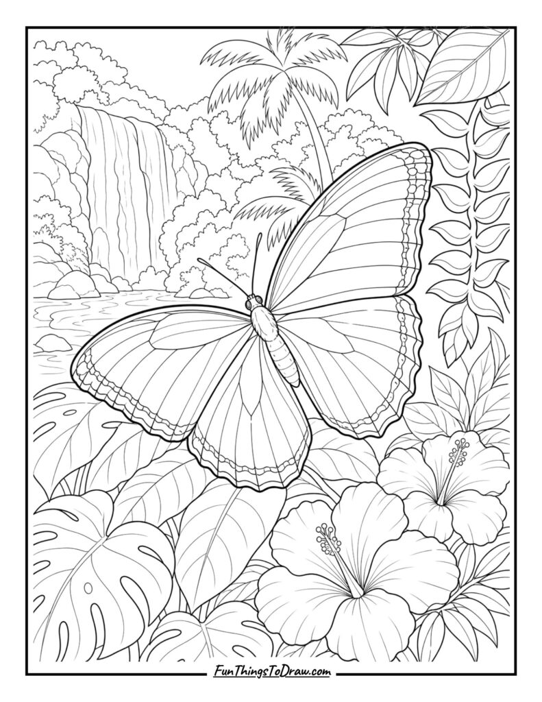 Blue Morpho Butterfly coloring page