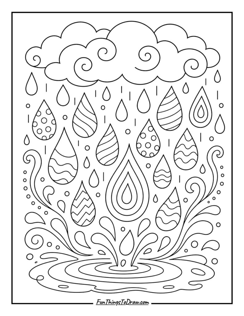 Dancing Raindrops coloring page