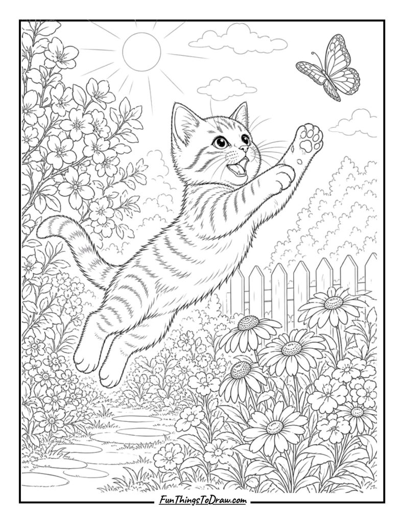 Kitten Chasing a Butterfly