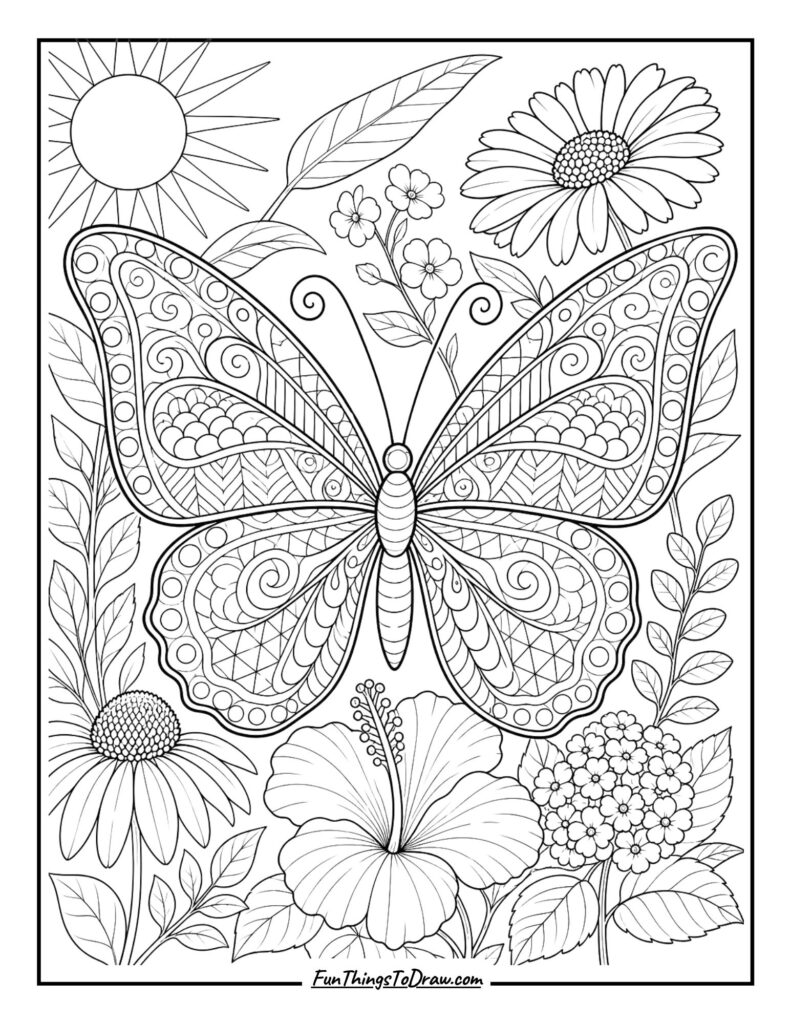 Butterfly with Zentangle Patterns