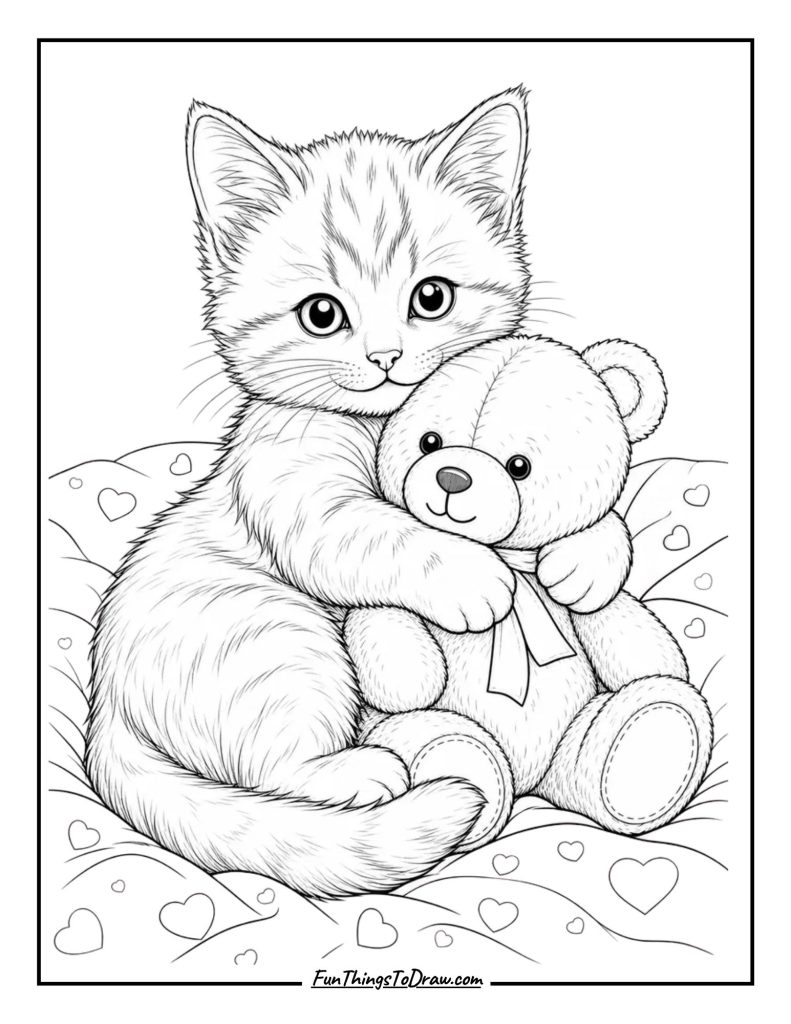 Kitten with a Teddy Bear