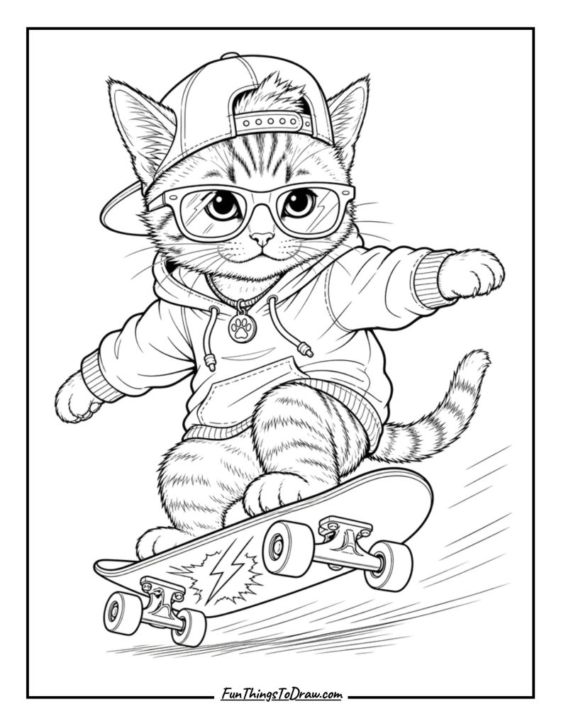 Kitten on a Skateboard