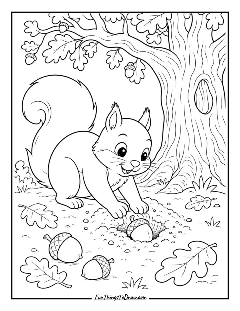 Squirrel with acorns