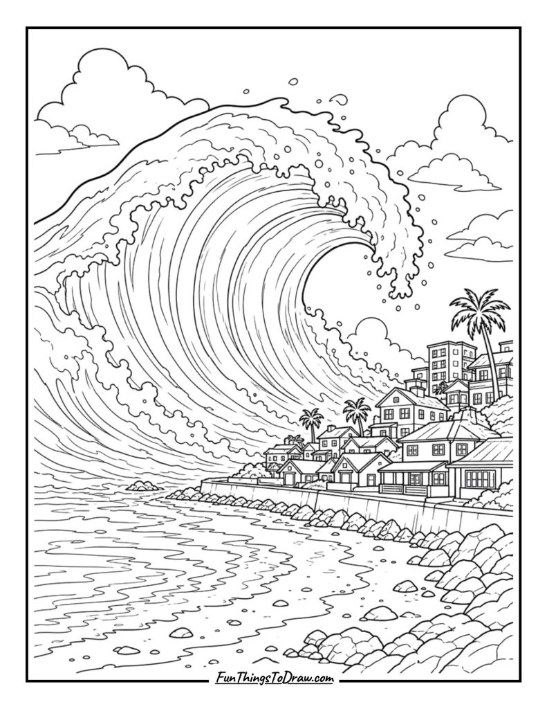 massive waves coloring page