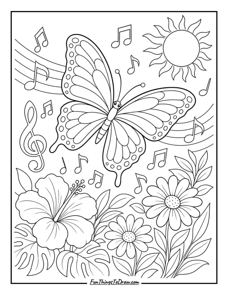 Butterfly with Musical Notes