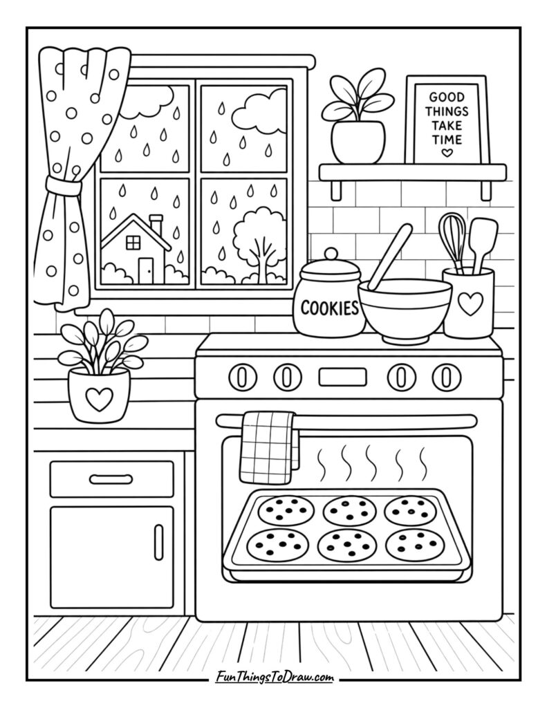 Rainy Day Baking coloring sheet