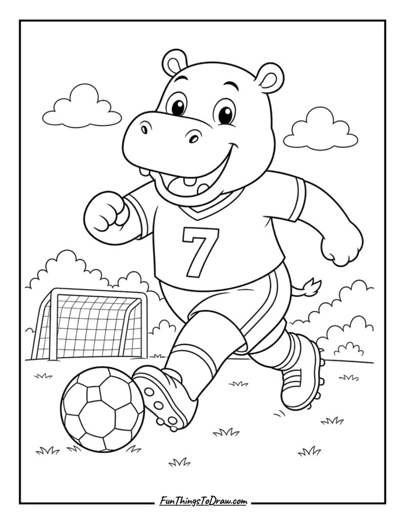 Hippo Playing Soccer