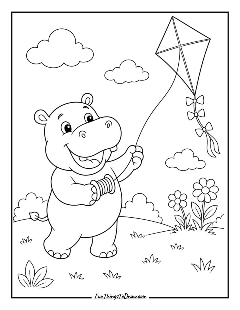 Hippo with a Kite
