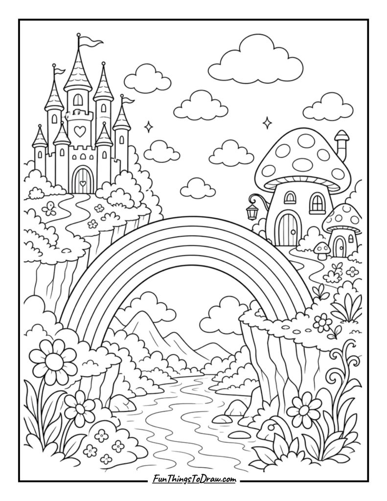 rainbow bridge coloring page